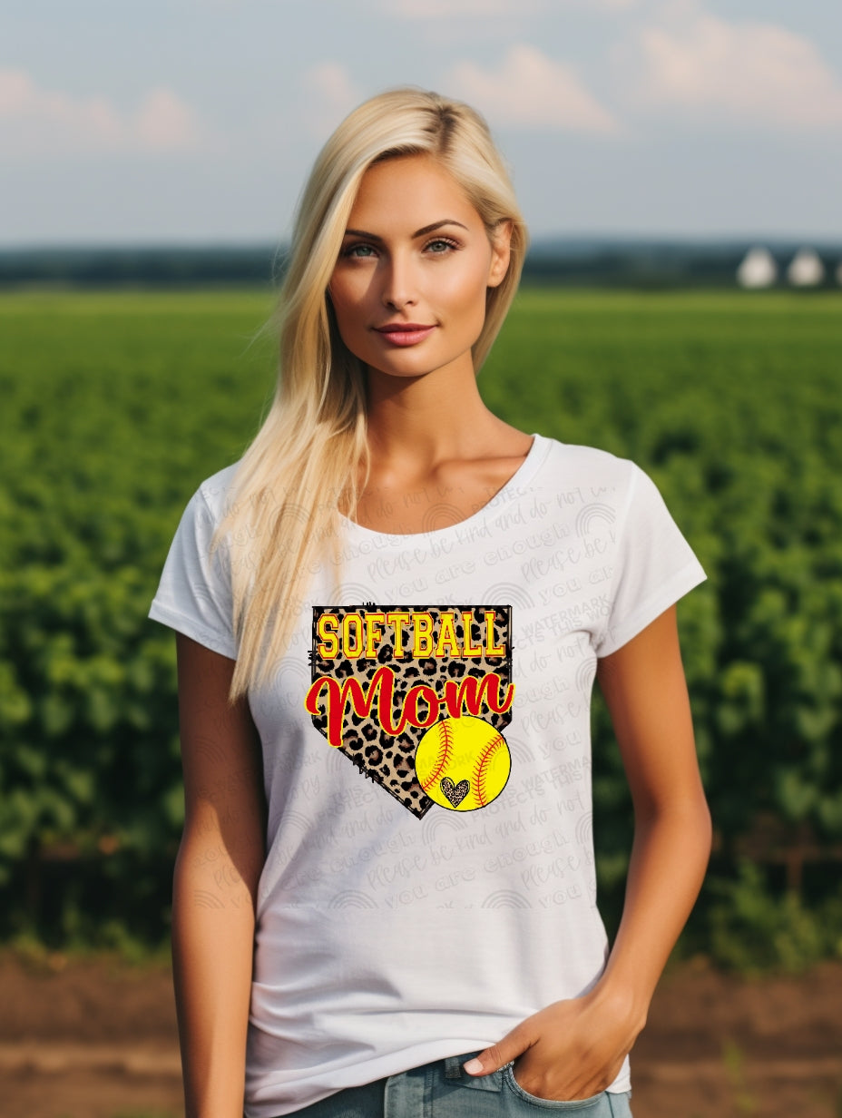 Leopard Home Plate Softball T-shirt