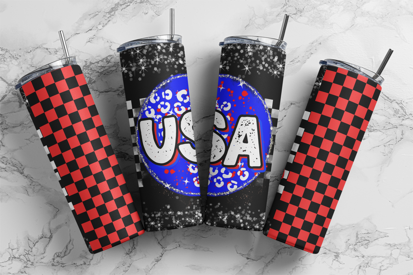USA Blue Leopard Tumbler