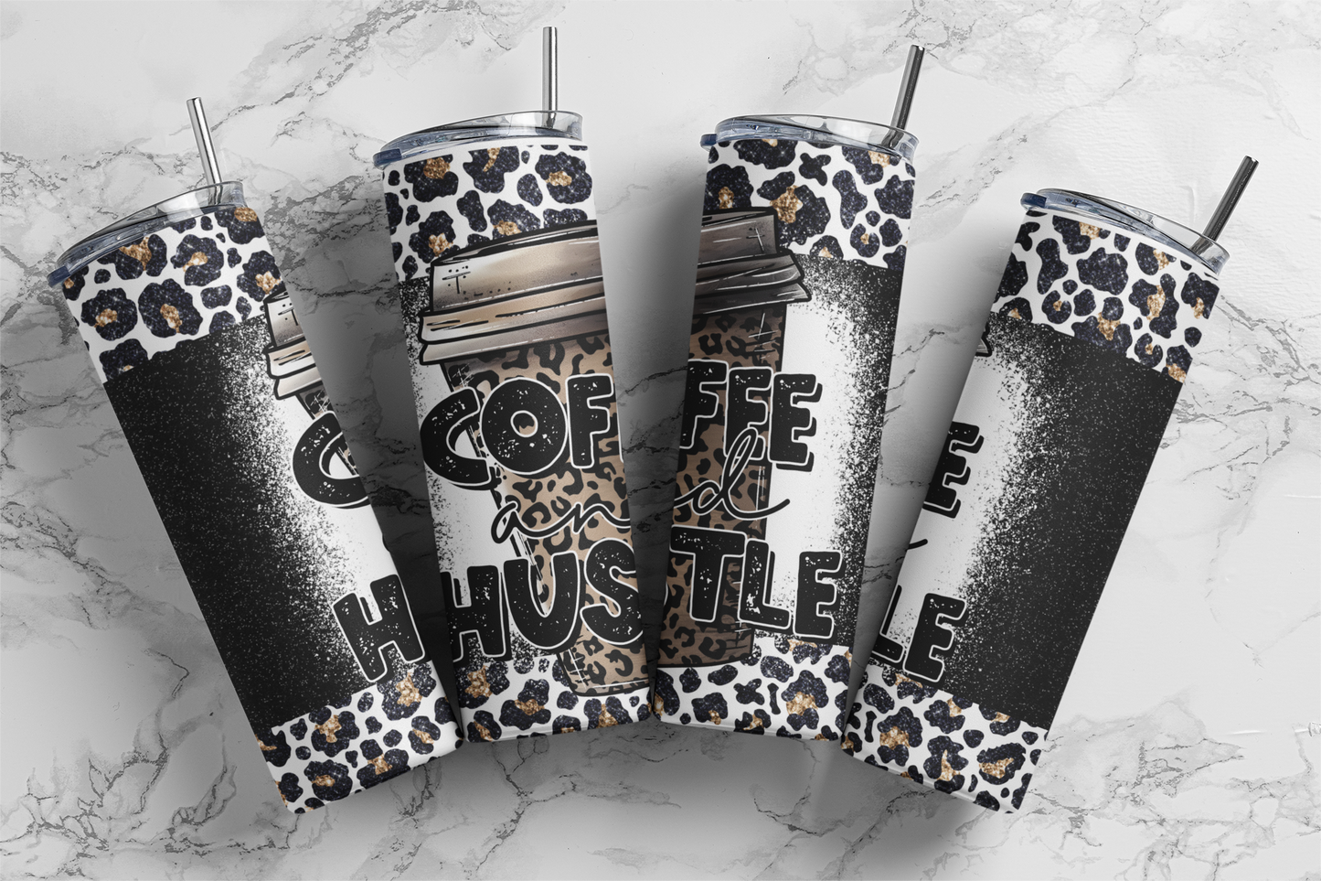 Coffee and Hustle Leopard Tumbler