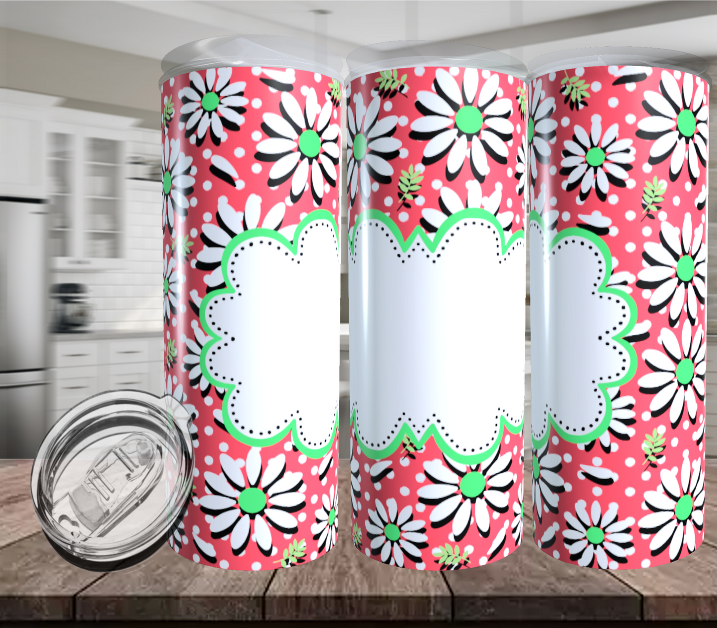 Daisy Dots or Stripes Monogram Tumbler