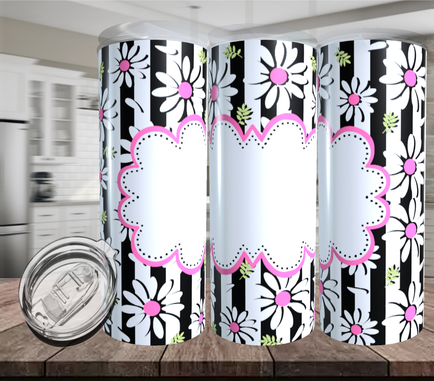 Daisy Dots or Stripes Monogram Tumbler