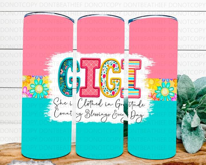 Mama, Mom Etc Clothes in Gratitude Tumbler