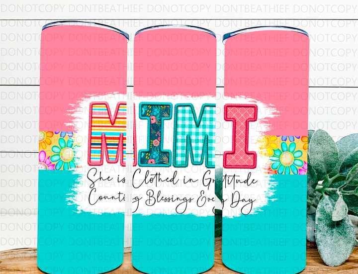 Mama, Mom Etc Clothes in Gratitude Tumbler