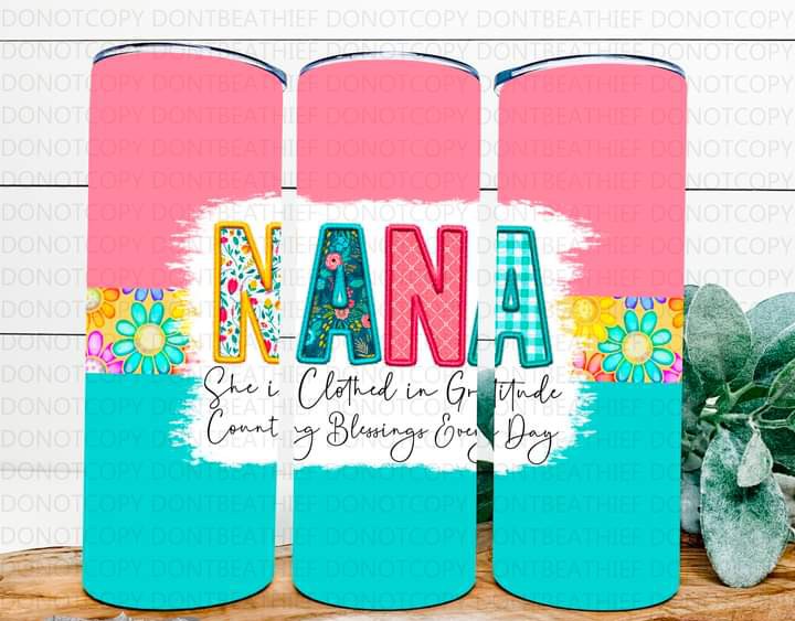 Mama, Mom Etc Clothes in Gratitude Tumbler