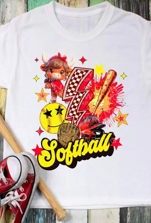 Softball Heifer Lightening Bolt Red or Blue T-shirt