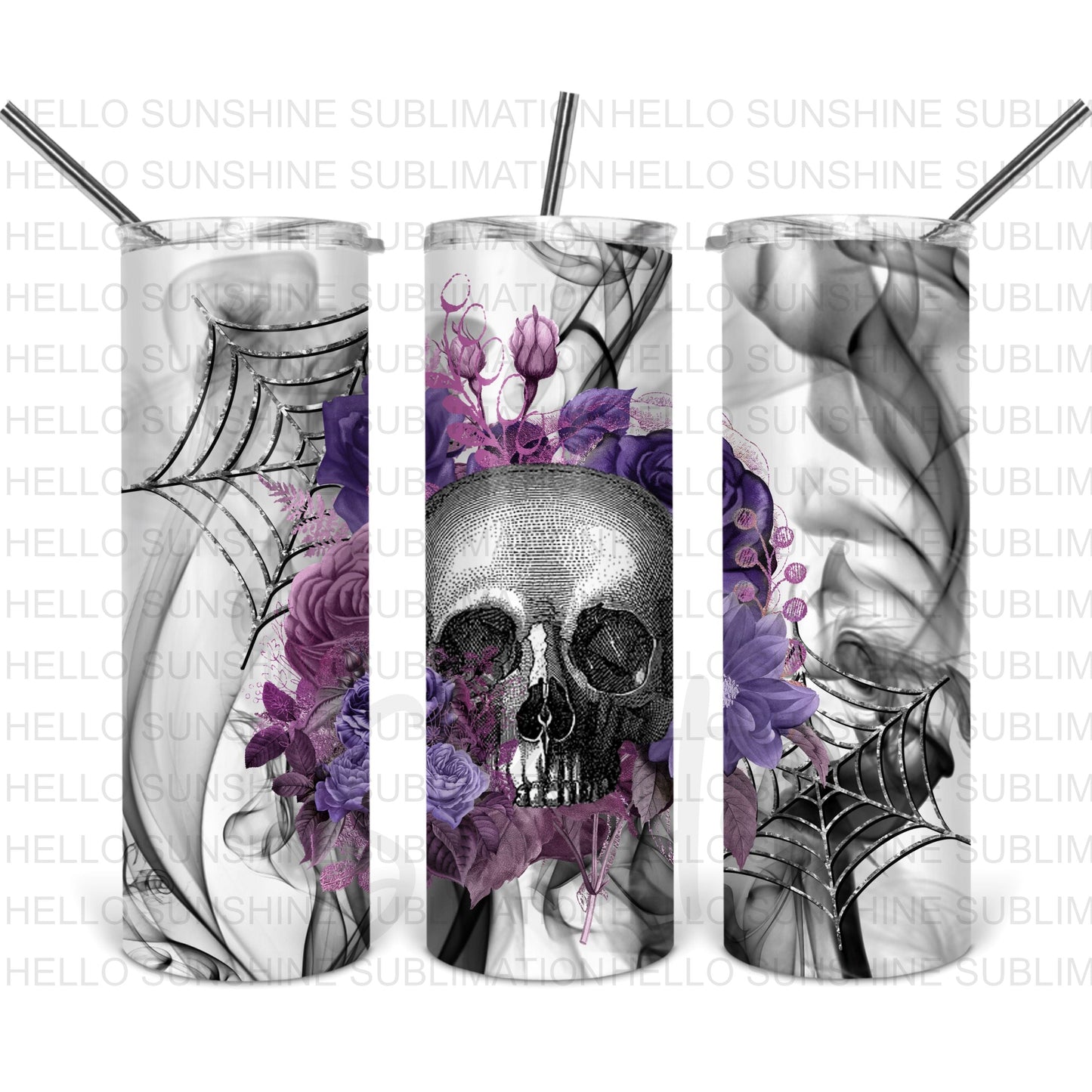 Skull Spiderweb Purple Tumbler