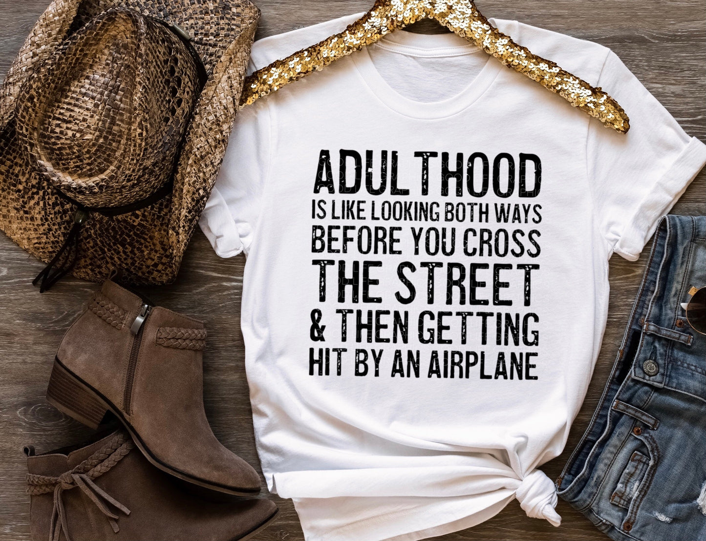 Adulthood Getting Hit By An Airplane Tee