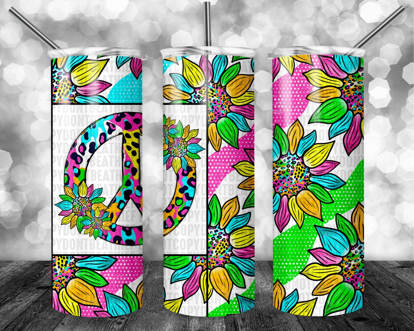 Peace Cheetah Sunflower Tumbler