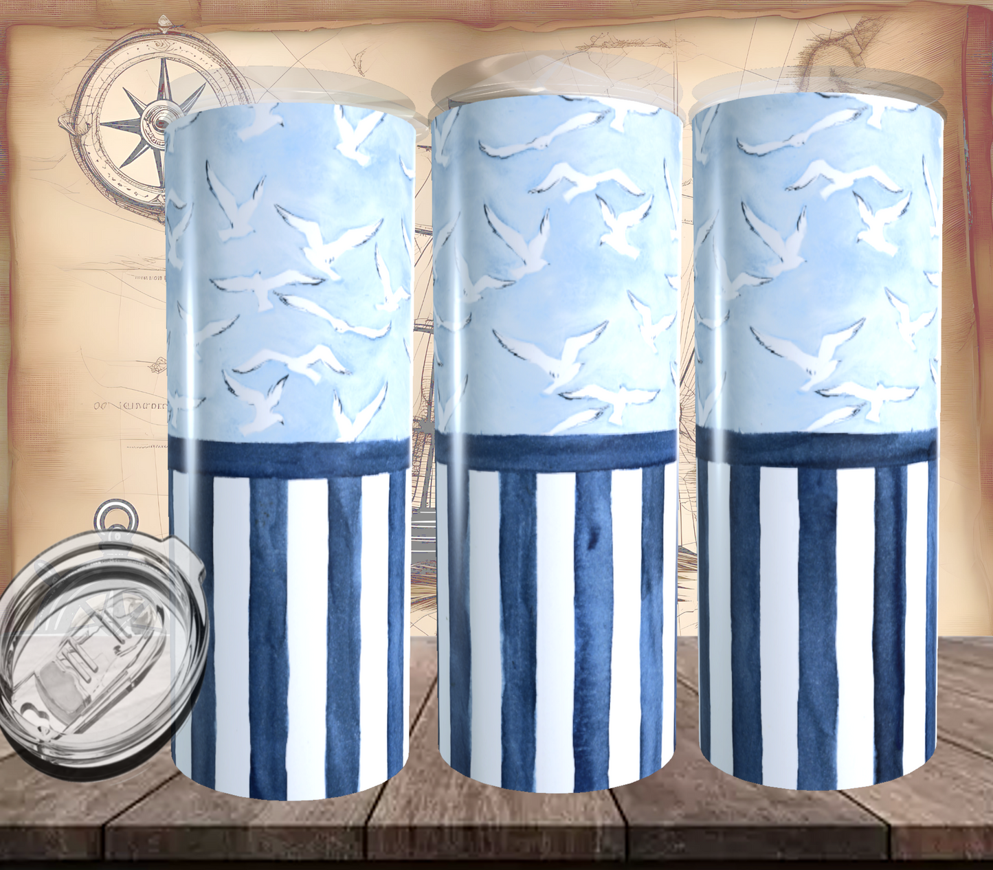 Seagulls and Stripes Tumbler