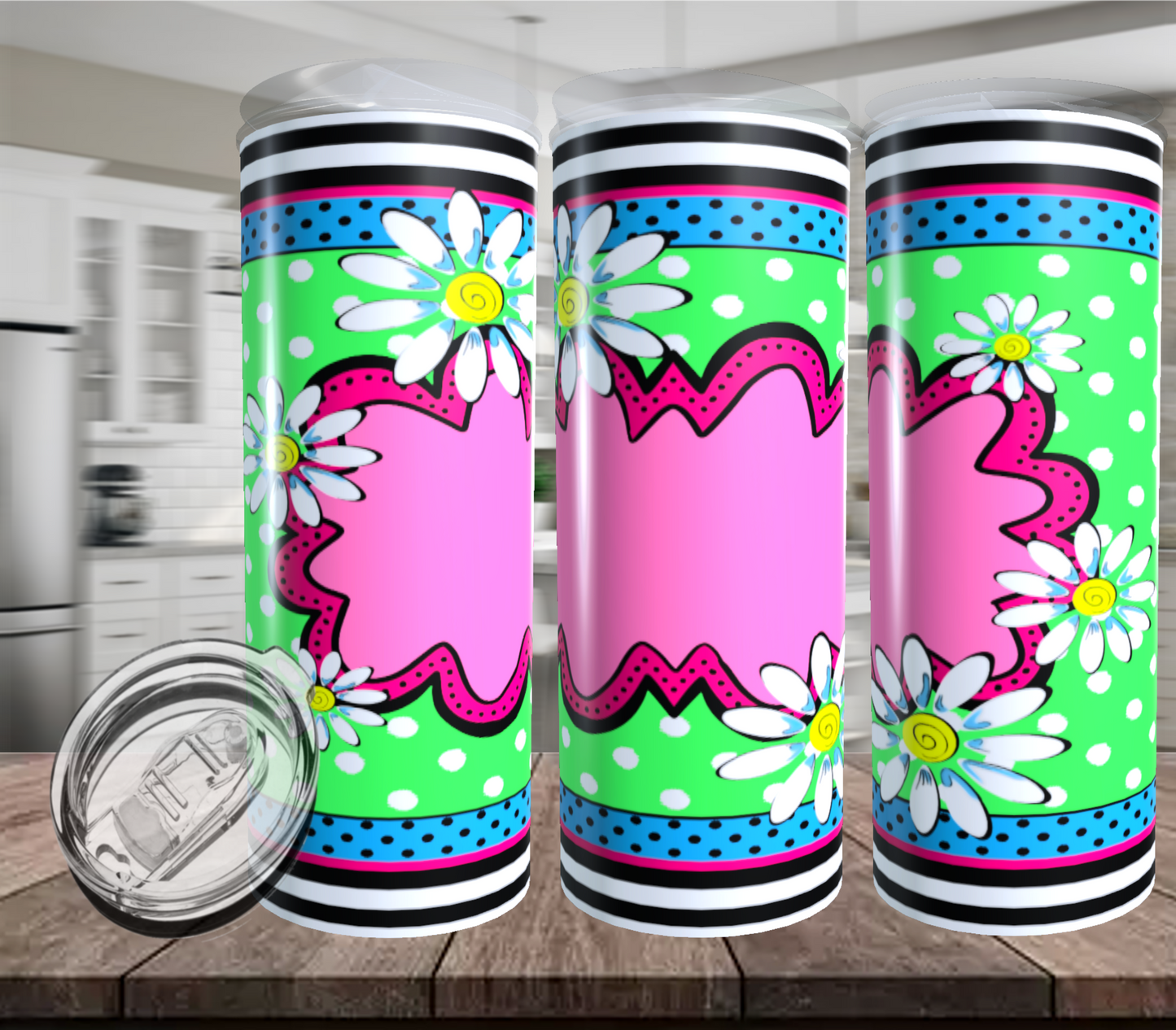 Daisy Dots or Stripes Monogram Tumbler