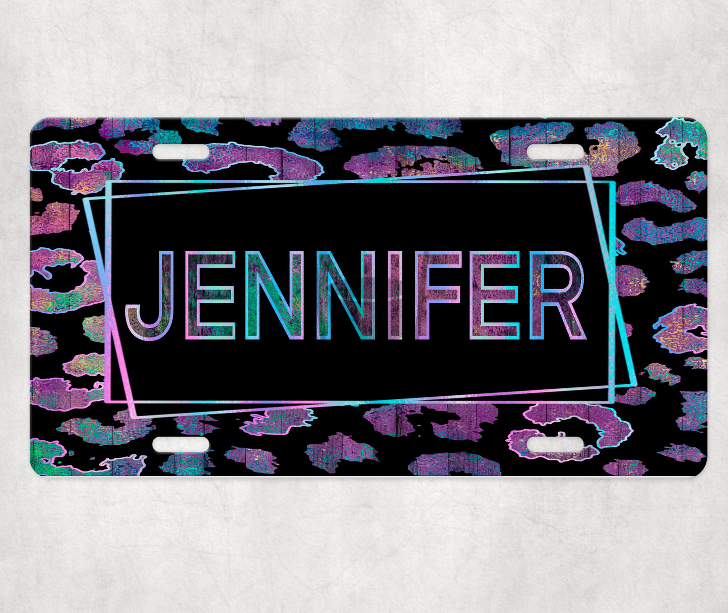 Iridescent Leopard License Plate Print
