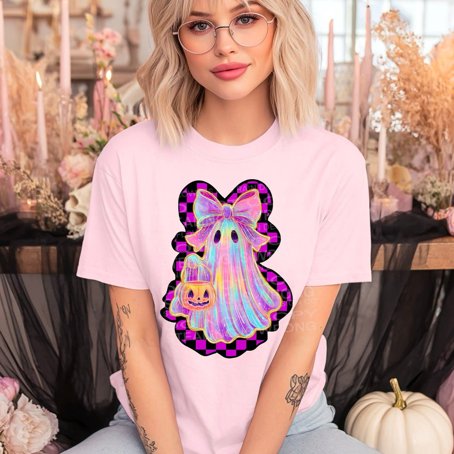 Shimmer Ghostie with Bow Tee