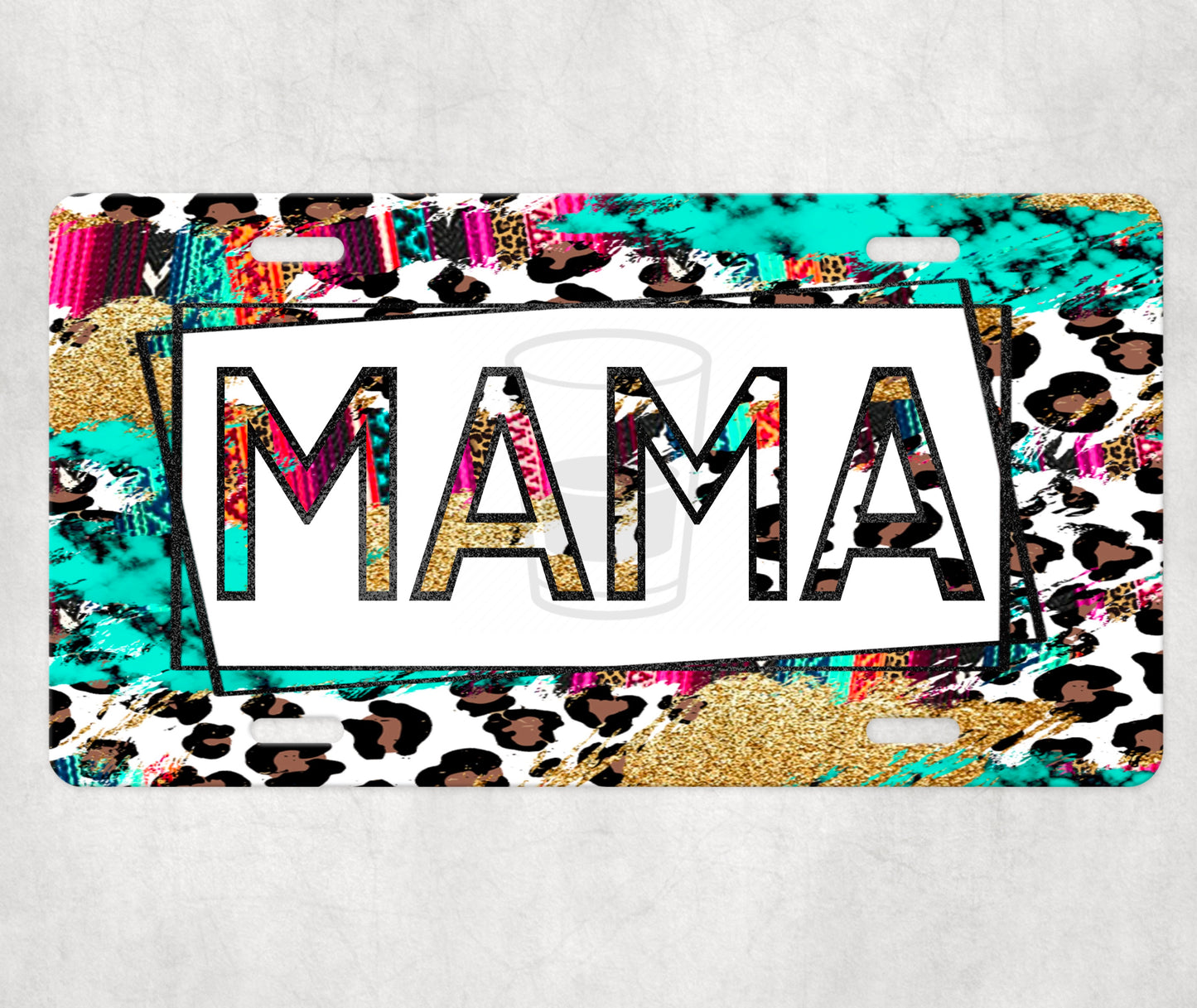 Mama Serape Leopard License Plate Print