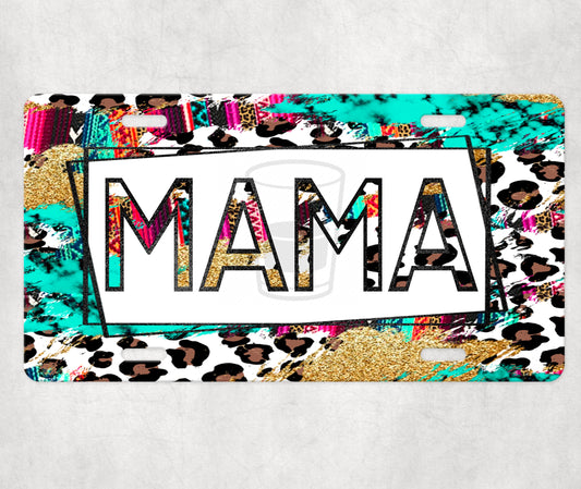 Mama Serape Leopard License Plate Print