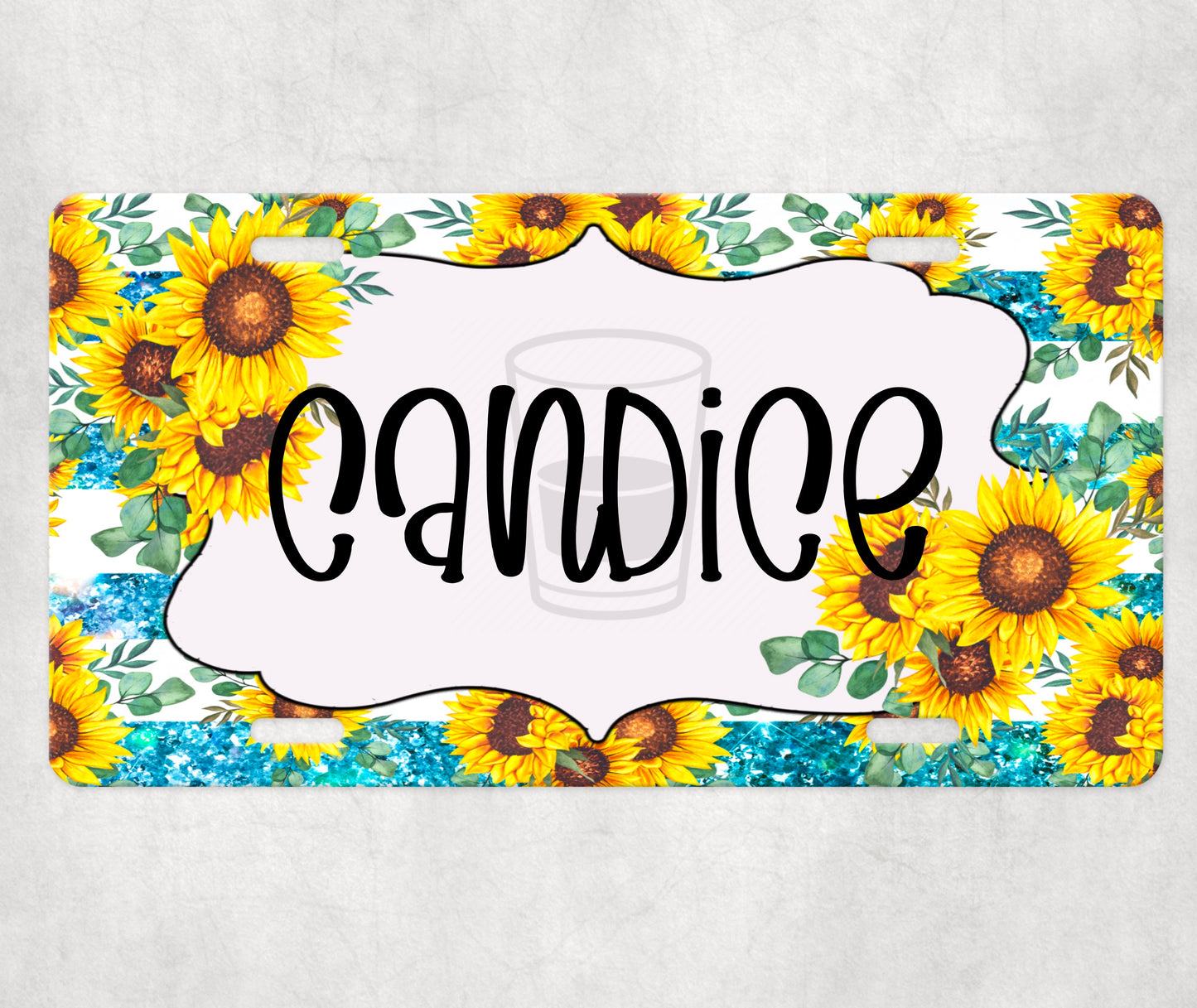 Blank (add name) Sunflower, Leopard or Stripe Sunflower License Plate Print