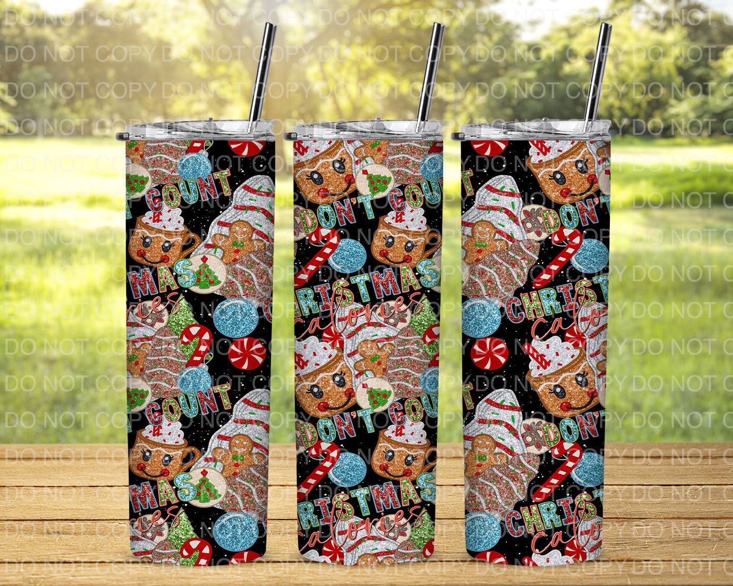 Glitter Christmas Calories Tumbler