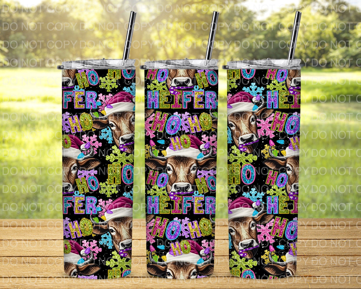 Glitter Ho Ho Heifers Tumbler