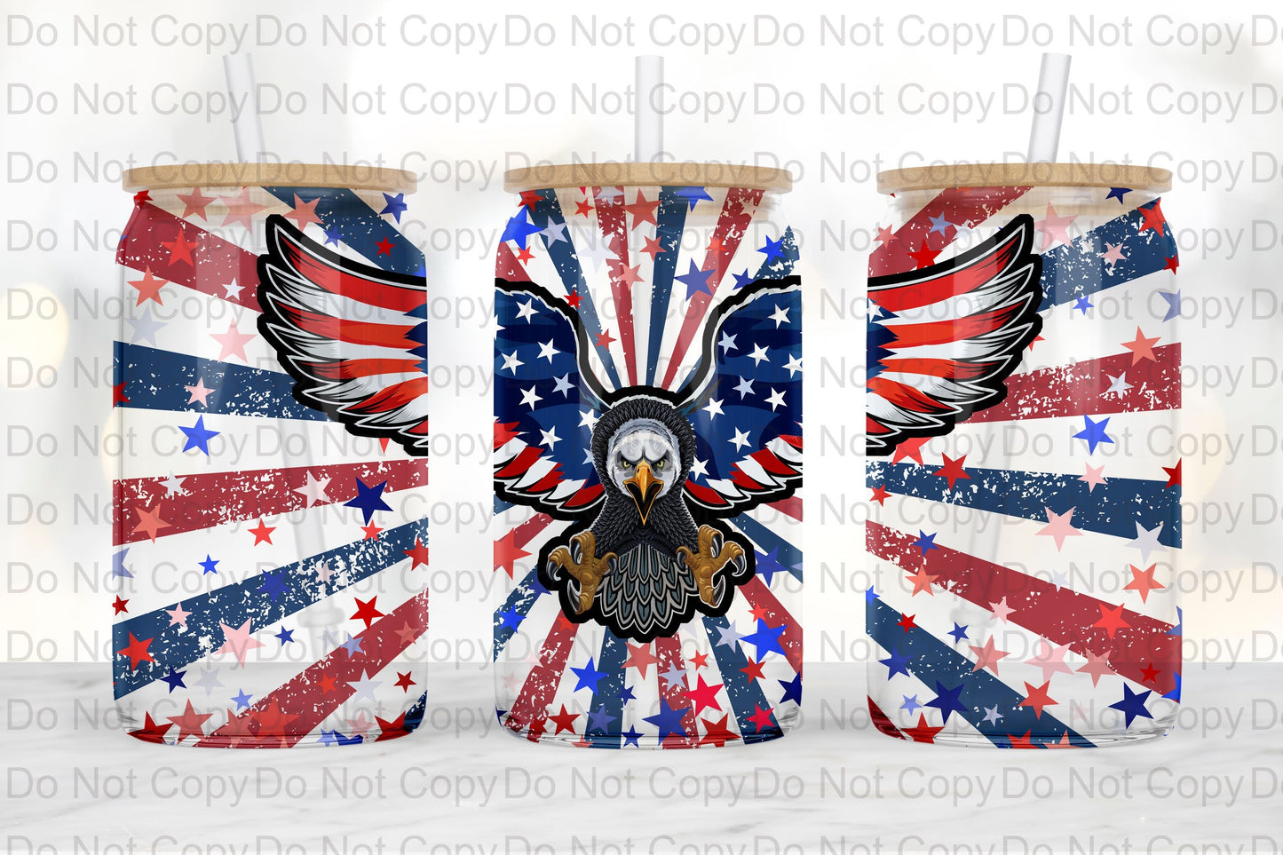 American Eagle Design Glass Tumbler