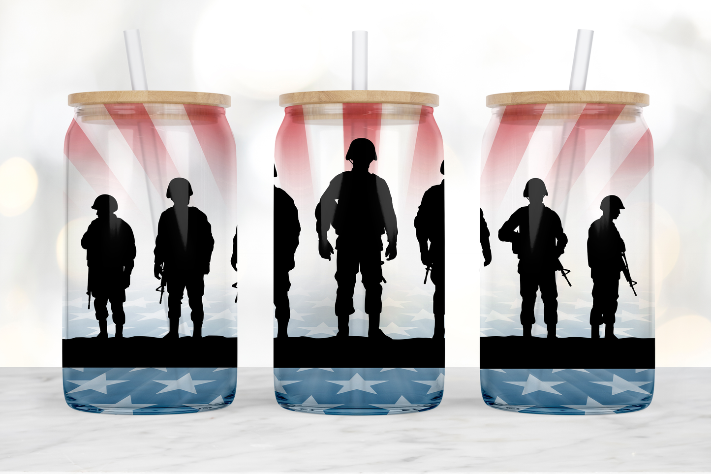 American Soldier Glass tumbler print