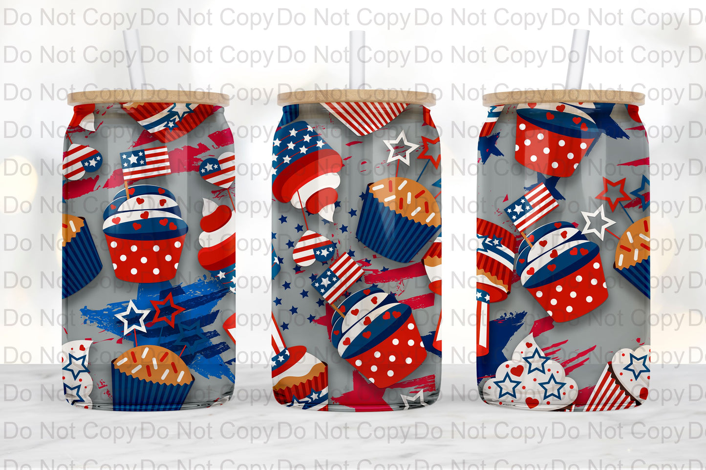 American Cupcake Glass tumbler print