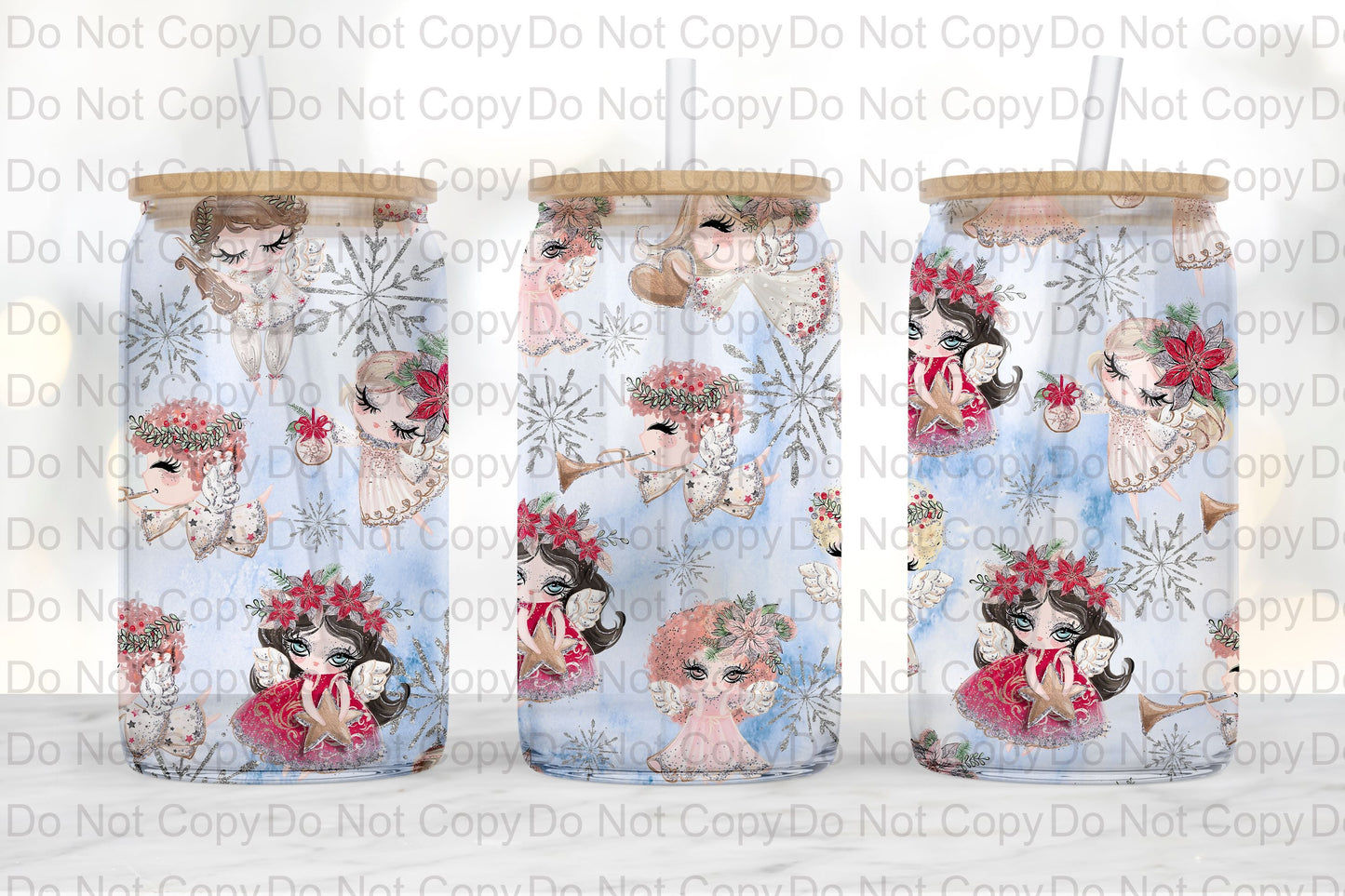 Angels Glass tumbler print