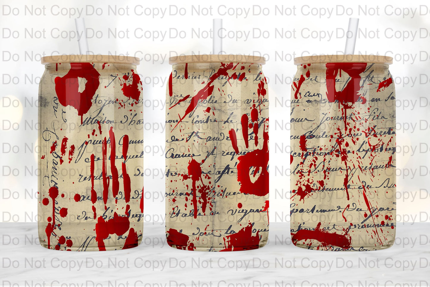Bloody Hand Prints Glass tumbler print