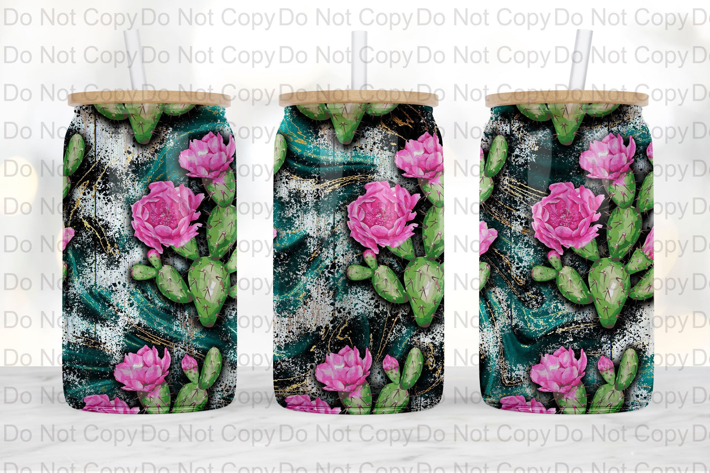 Cactus Flowers Glass tumbler print