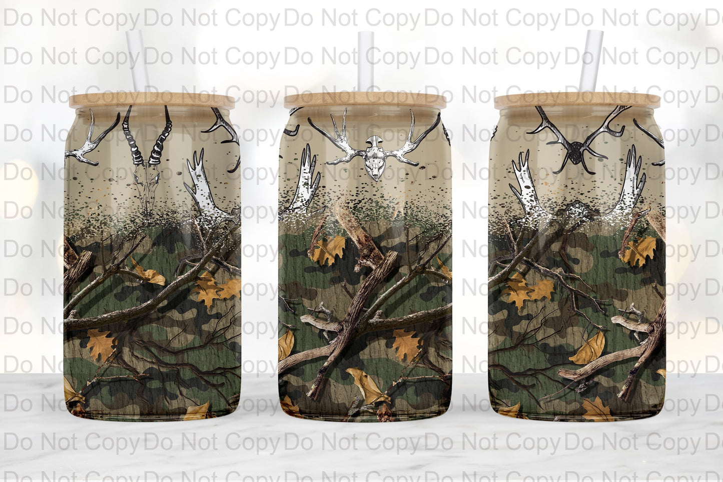 Camo Hunting Glass tumbler print