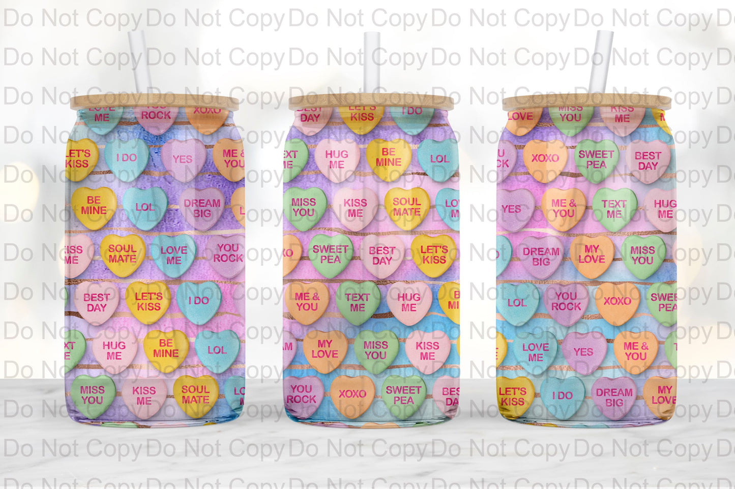 Candy Hearts Glass tumbler print