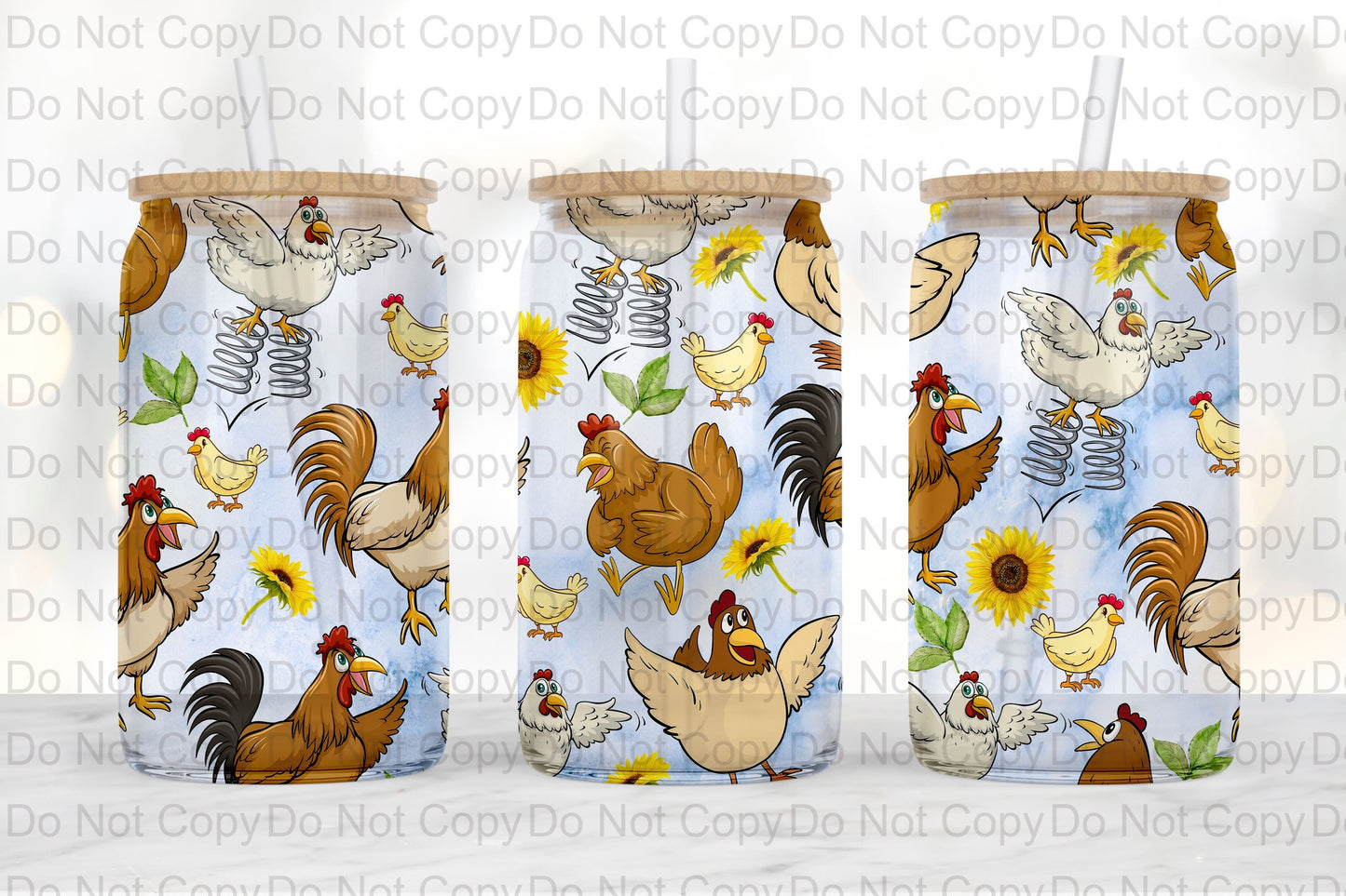 Chicken Glass tumbler print