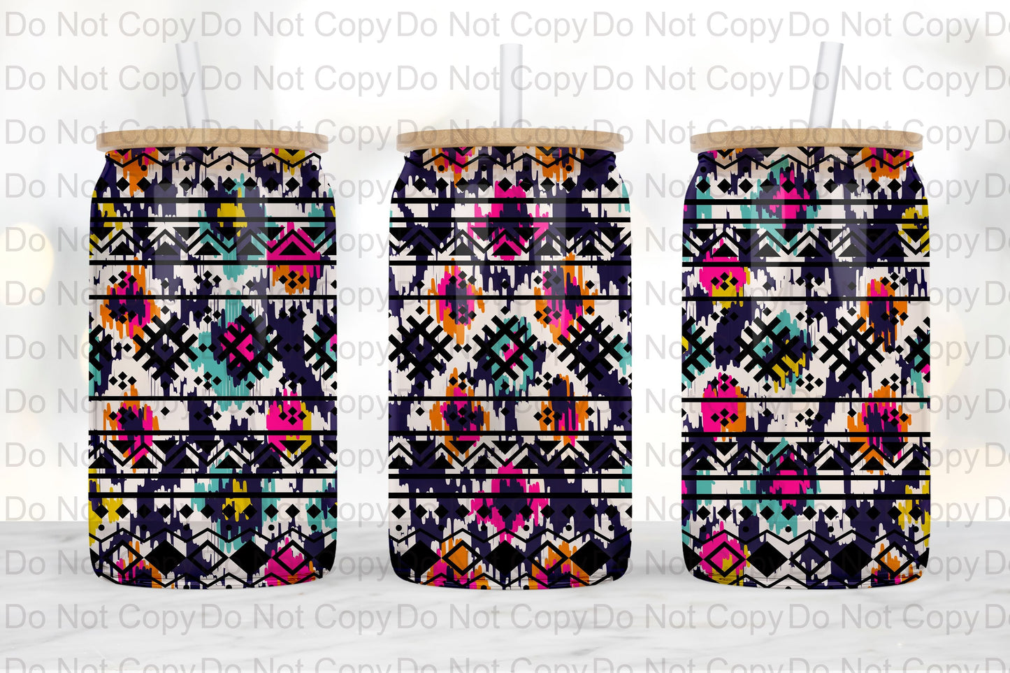 Aztec Tribal Glass tumbler print