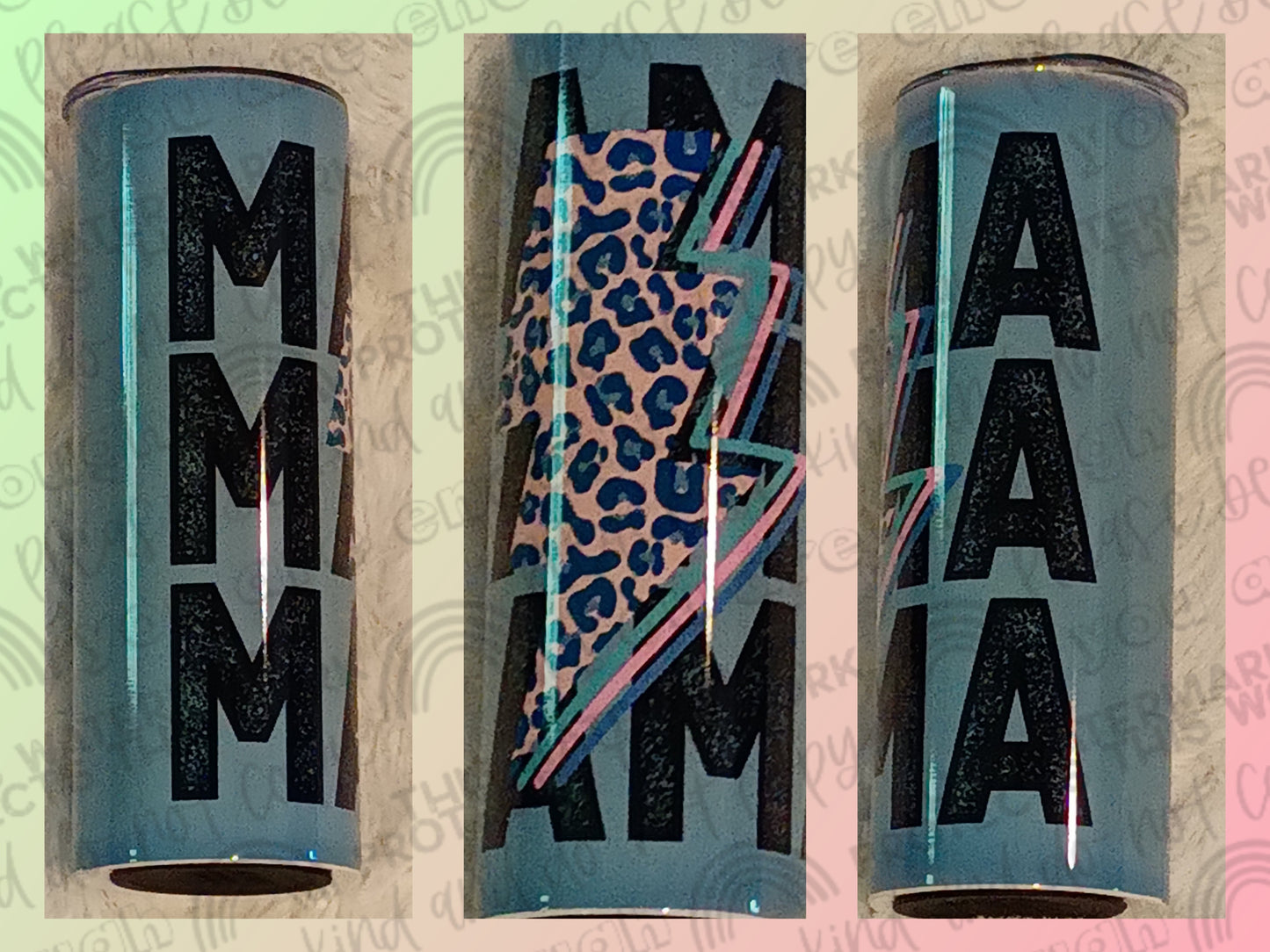 Mama Leopard lightening Bolt Tumbler