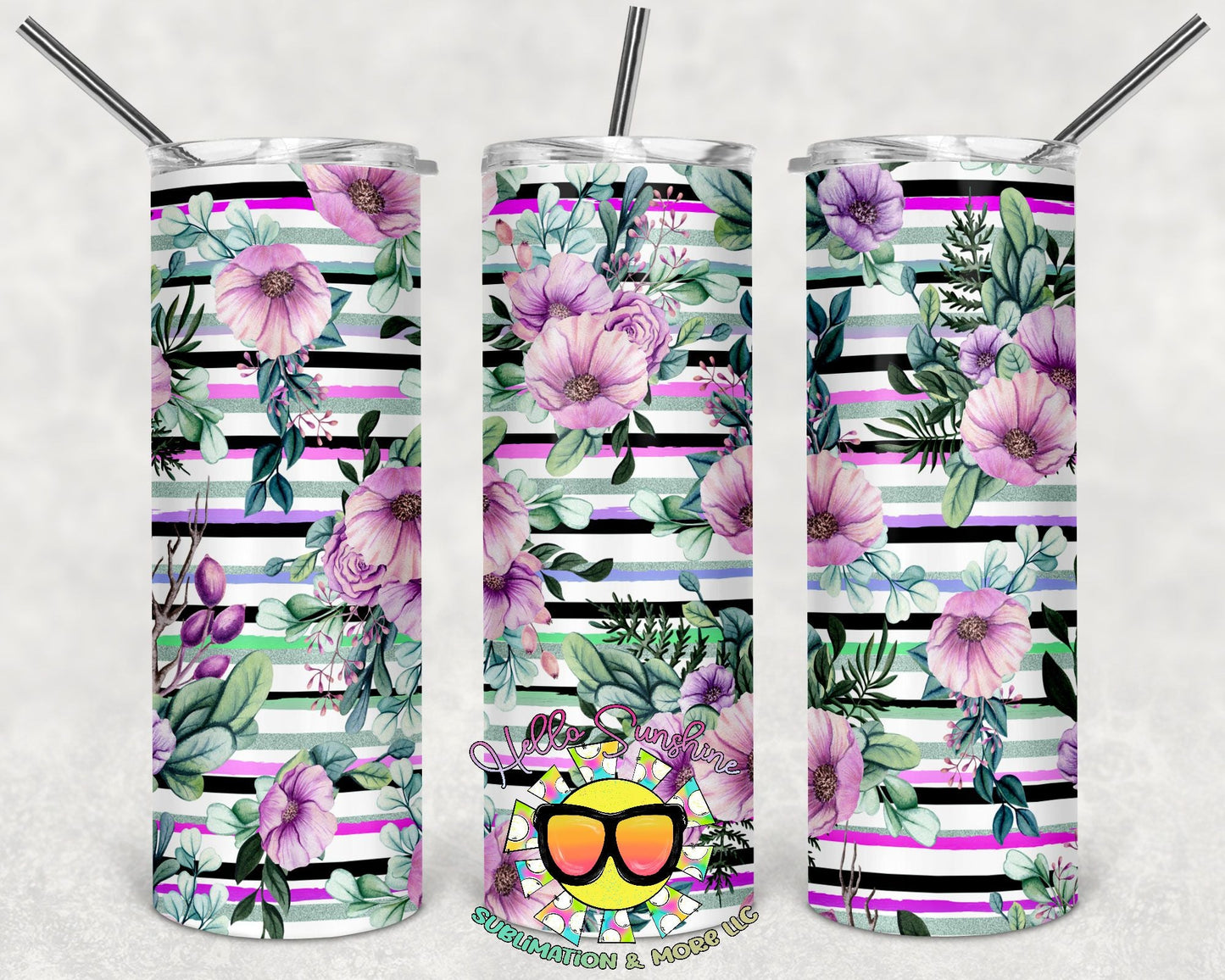 Floral Stripes 4 Tumbler