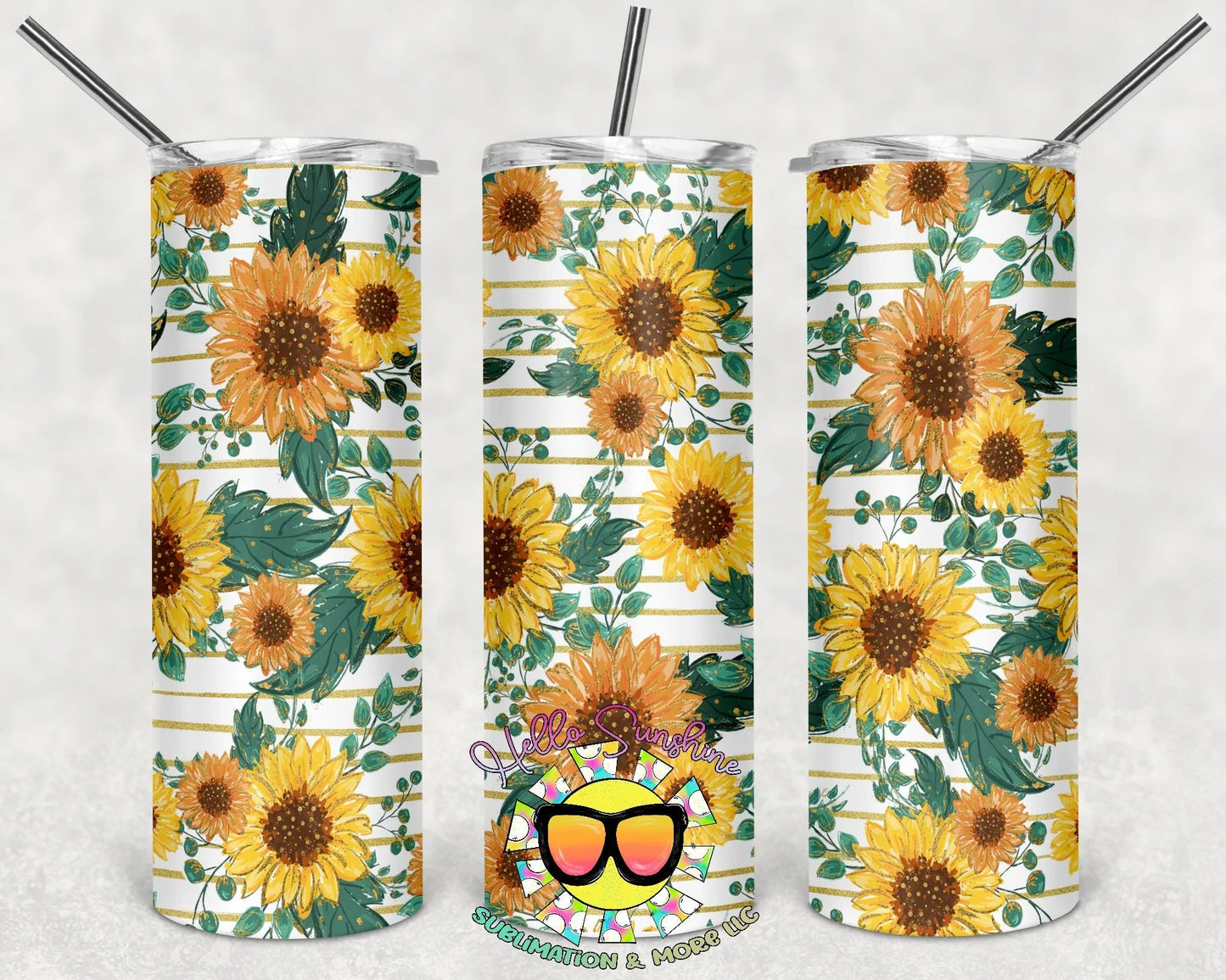 Sunflower Stripes 5 Tumbler Print