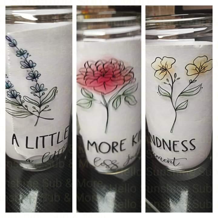 A Little More Kindness Little Less Judgment Glass tumbler print