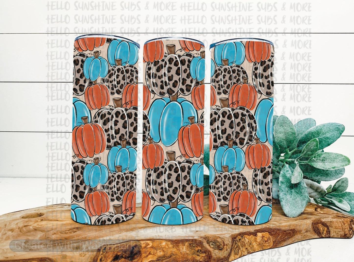 Pumpkin Multi with Leopard Retro Tumbler