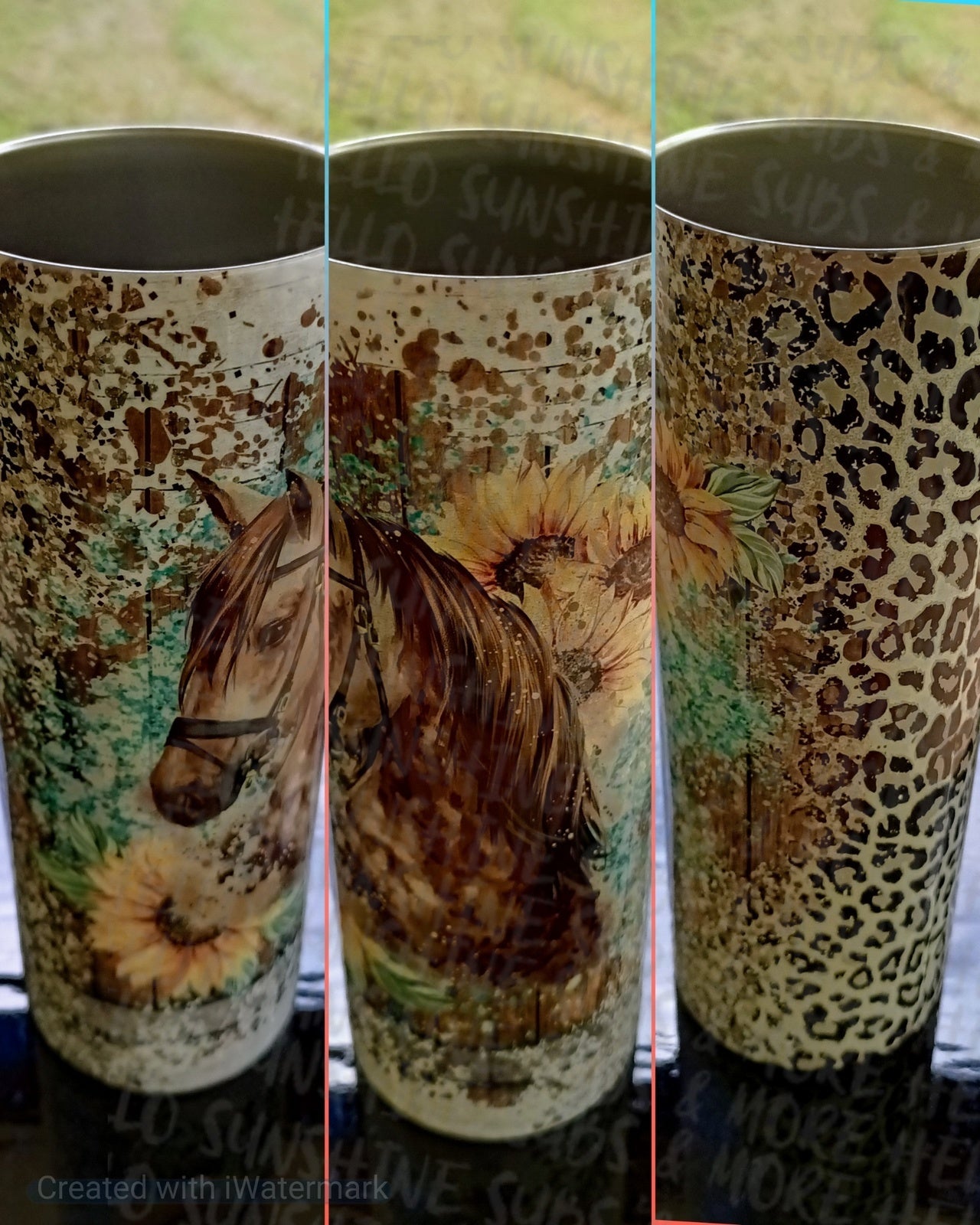 Horse with Sunflowers Tumbler Print