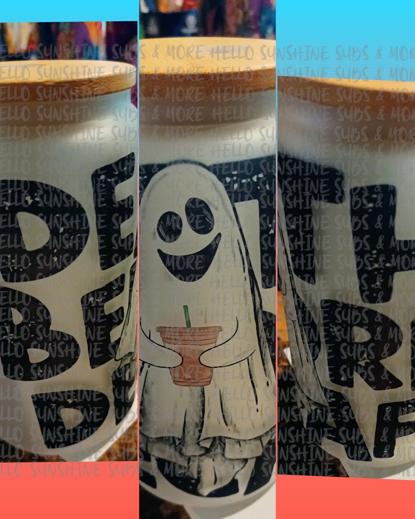 Death Before Decaf Georgie Glass tumbler print