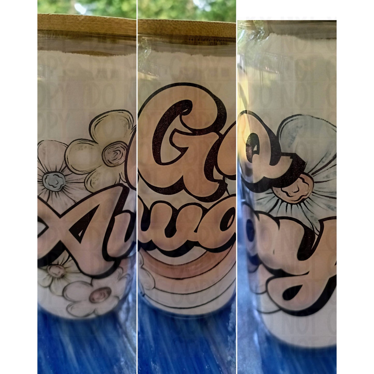 Go Away Glass tumbler print