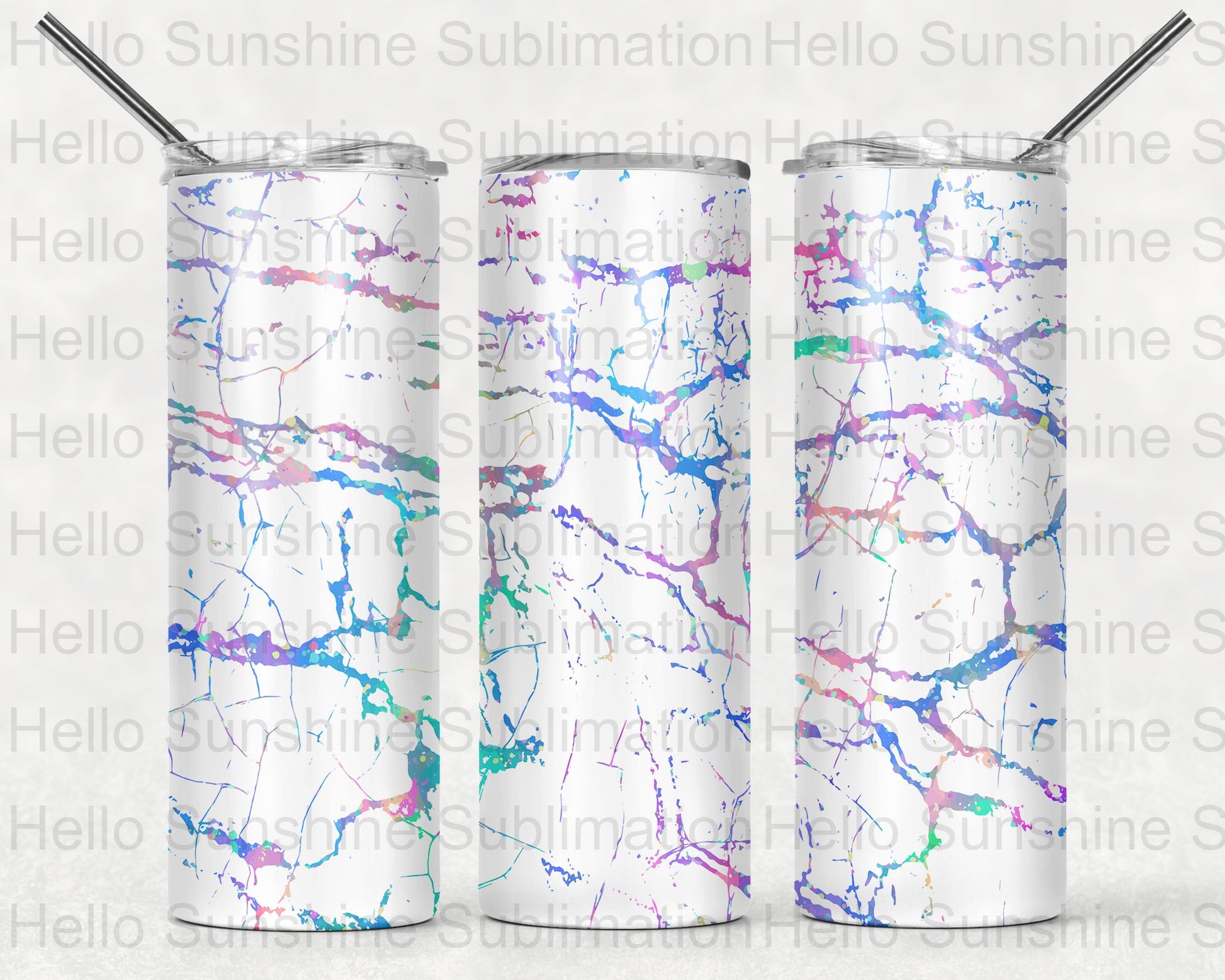 White with Rainbow Tumbler Print