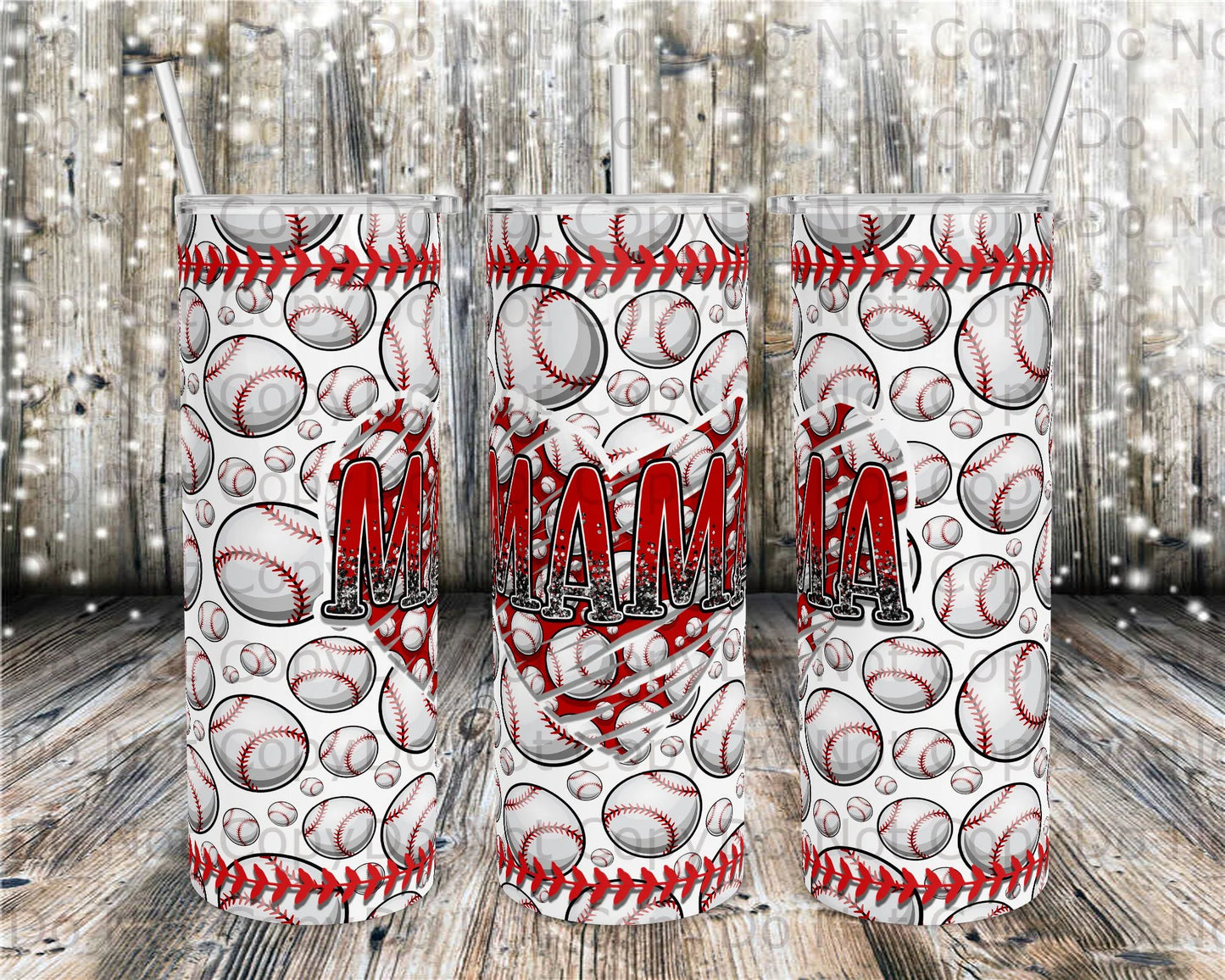 Baseball Mama Heart Tumbler Print