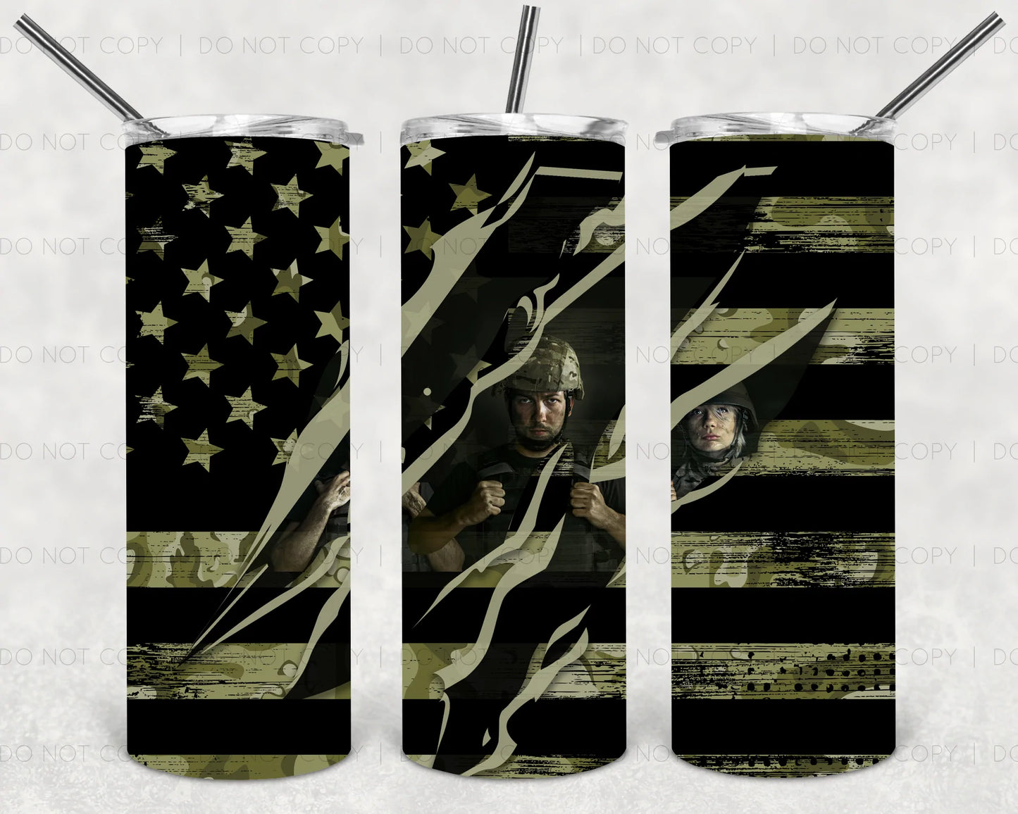 Camo Flag Military Tumbler Print
