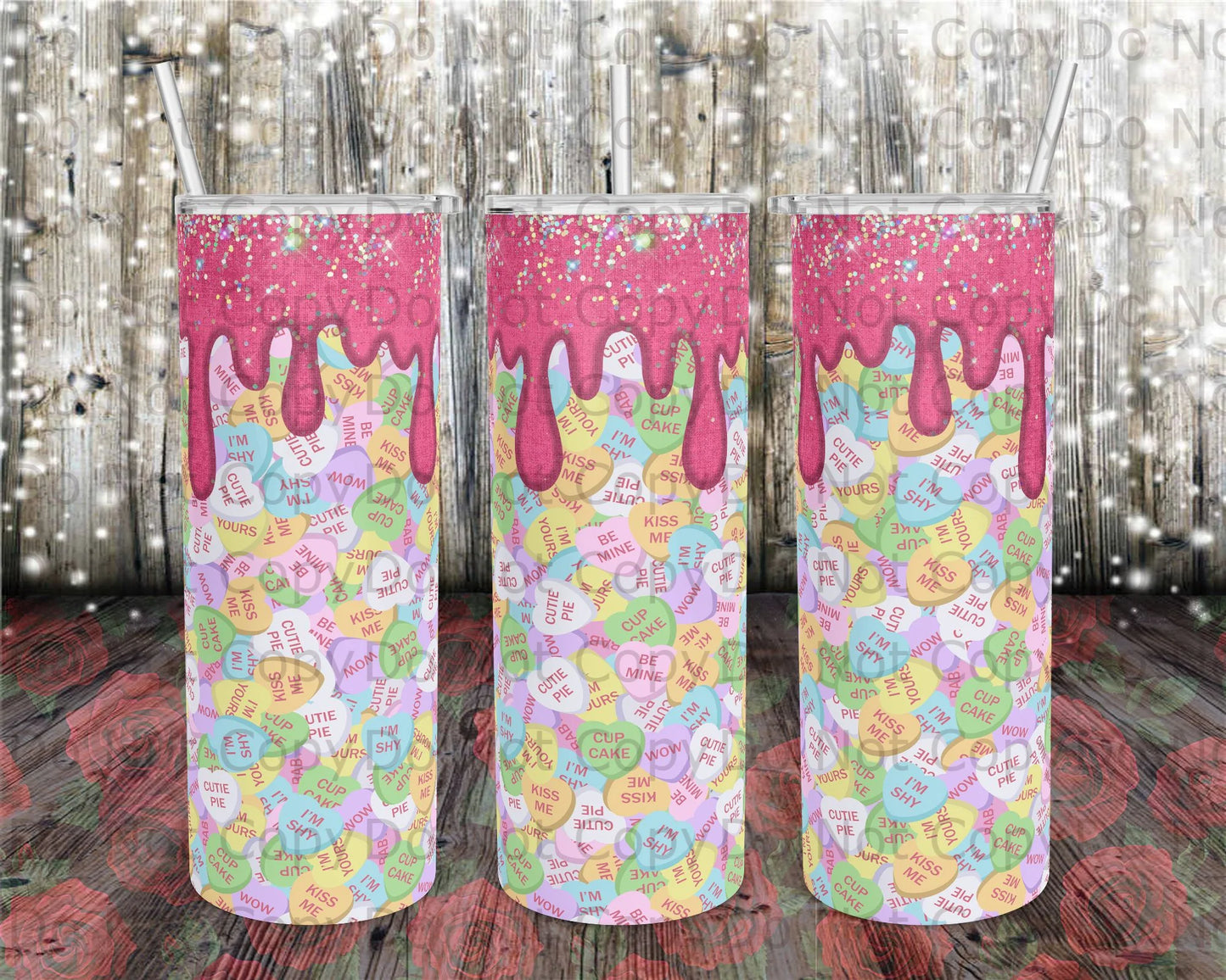Candy Heart Drip Tumbler Print