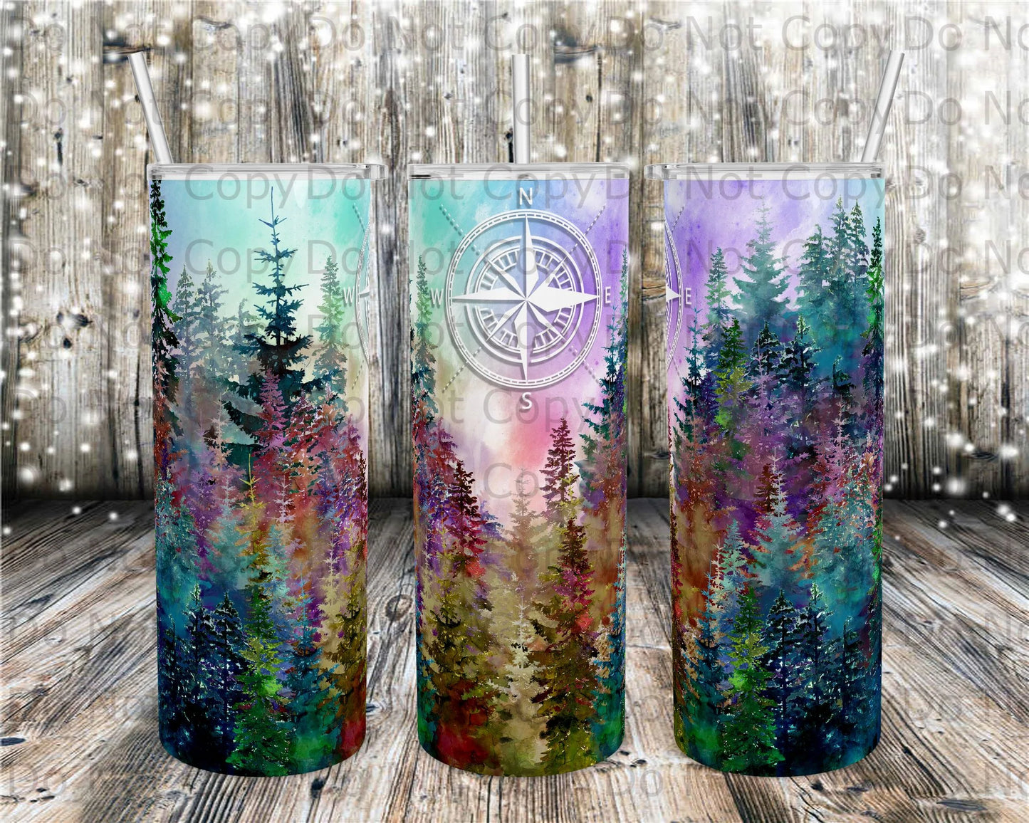 Compass Mountains Tumbler Print