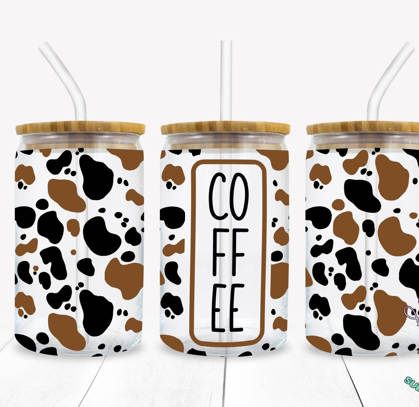 Cowhide Coffee Glass tumbler print