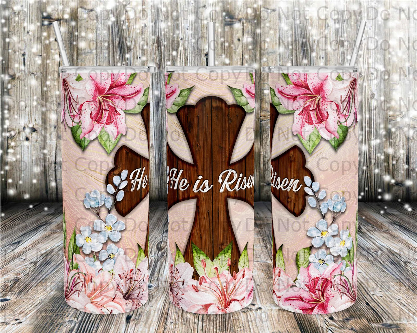 Cross In Lily'S Cross Risen Tumbler Print