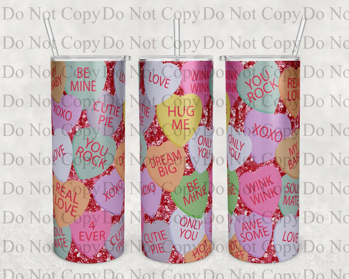 Cute Candy Hearts Tumbler Print