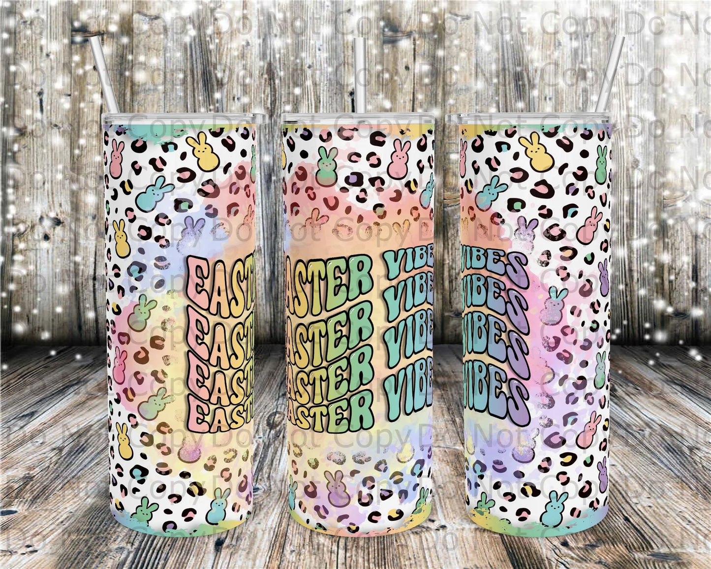 Easter Vibes Leopard Tumbler Print