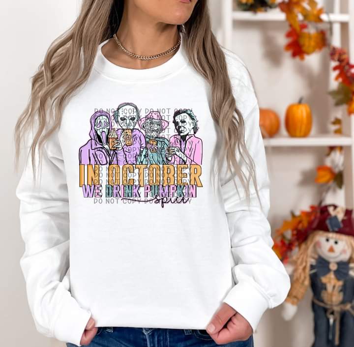 In October we Drink Pumpkin Spice Pastel Tee