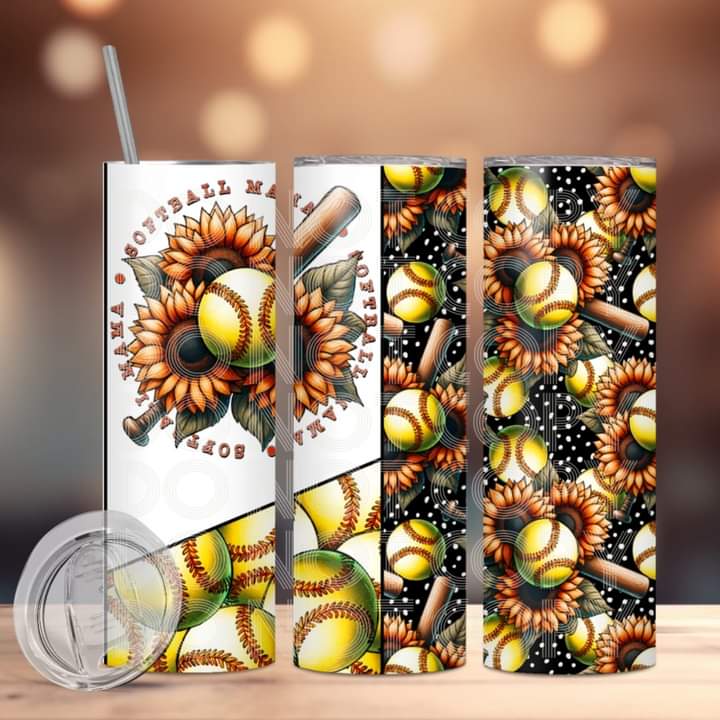 Baseball Softball or Both Mama Sunflower Tumbler